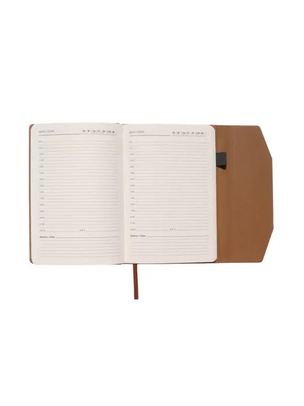 Ежедневник недатированный формат А5, с клапаном, 112л, линия, пвх, Коричневый