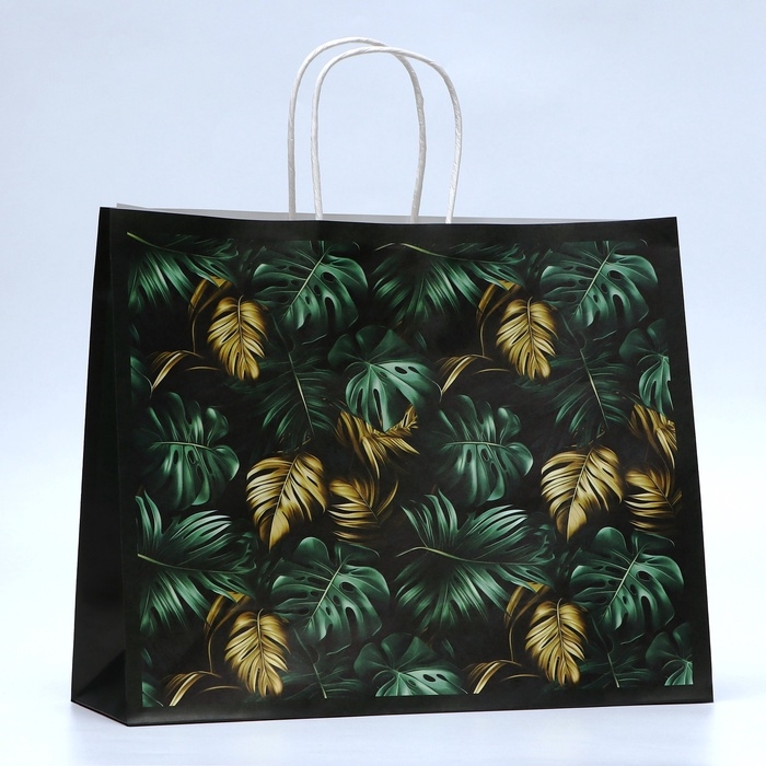 Пакет подарочный крафтовый "Золотые листья" 31,5 х 25 х 11,5 см, 120 г/м&sup2;