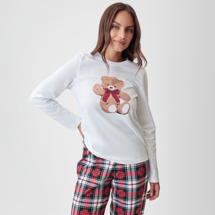 Пижама женская (лонгслив и брюки) KAFTAN Сhristmas time размер 48-50