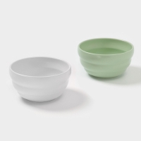 Салатники Доляна &laquo;Зефир&raquo;, 700 мл, d=15,5 см, набор 2 шт, керамика, белые, зелёные