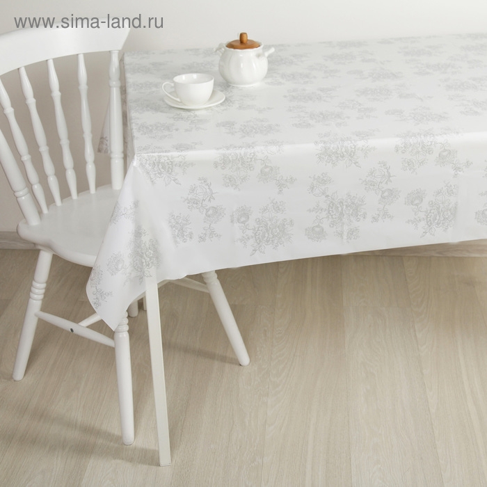Скатерть без основы многоразовая «Гжель», 120×180 см, цвет серебряный Скатерть без основы многоразовая «Гжель», 120×180 см, цвет серебряный