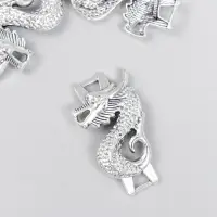 Коннектор для творчества металл 2 ушка "Китайский дракон" серебро 3,6х2 см