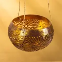Подсвечник подвесной из кокоса, 14&times;14&times;10 см, золотой