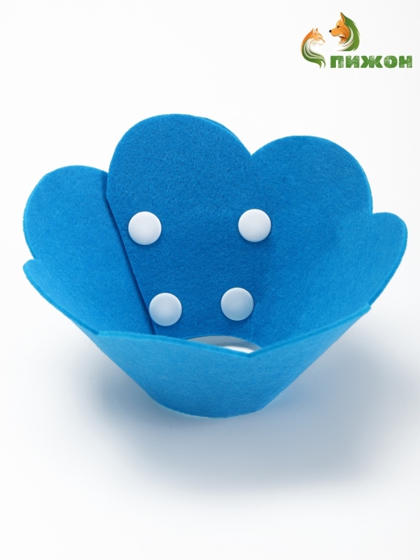 Ветеринарный воротник из фетра "Ромашка", размер L, синий