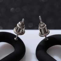 Серьги металл &laquo;Цепь&raquo; кольца, 3 звена, цвет серебристо-чёрный