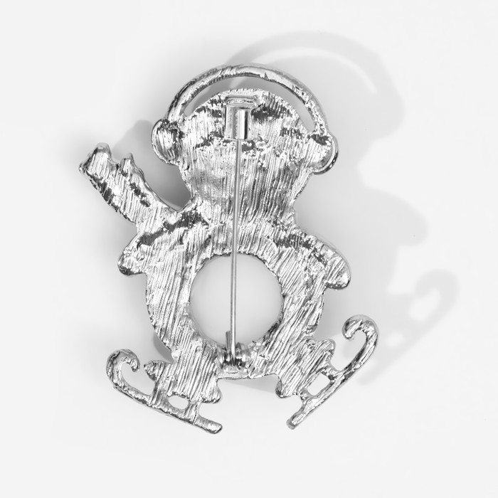 Новый год! Брошь &laquo;Пингвин танцующий&raquo;, цветная в серебре