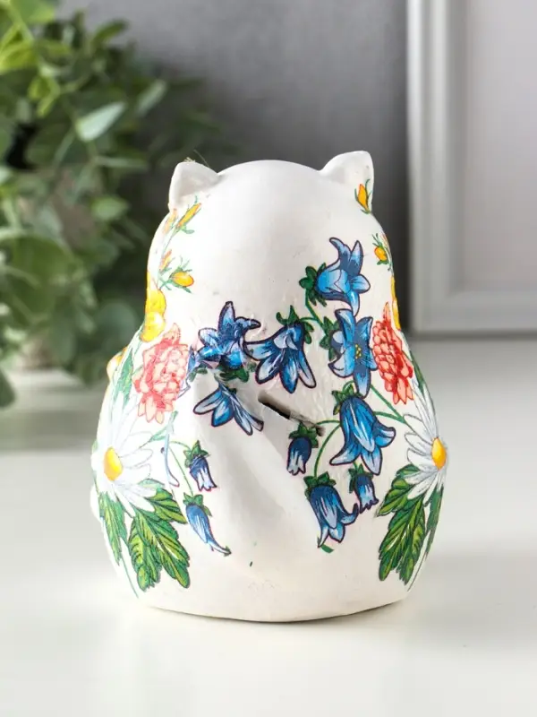 Копилка "Кот с букетом" 13,5х11х13,5 см