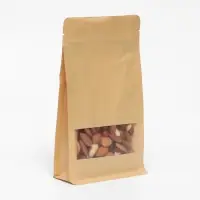 Пакет Zip-lock Крафт с плоским дном, прямоугольное окно, 10 х 20 см