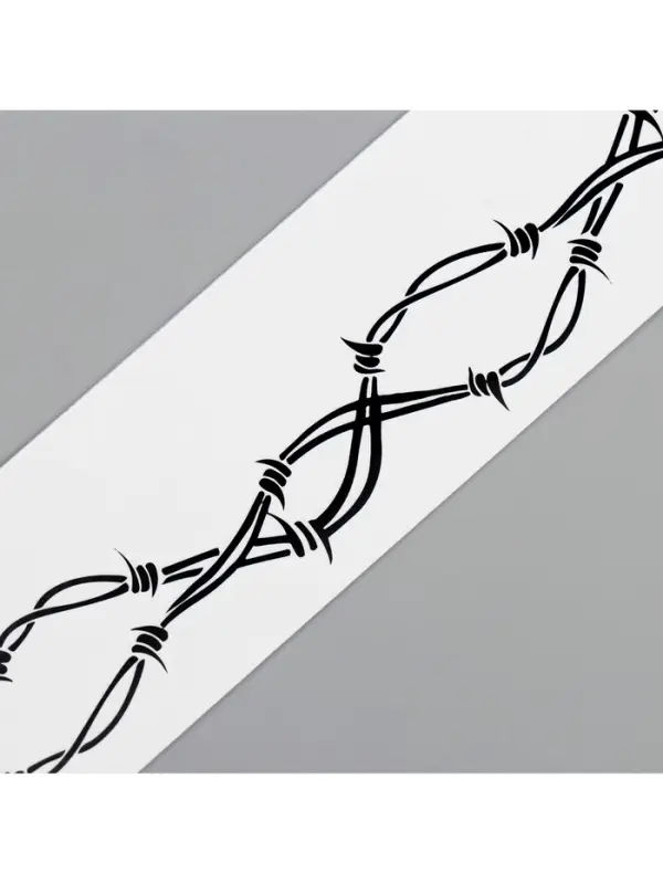 Переводная тату на тело чёрная &laquo;Браслет. Колючая проволока. Волны&raquo;, 20&times;3 см