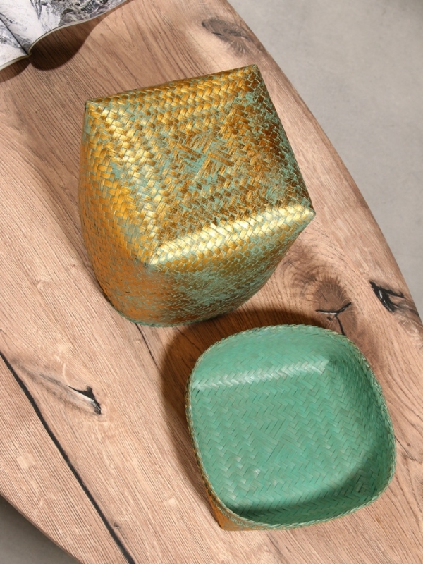 Корзинка плетеная "Голден" 20х20х26 см, голубой