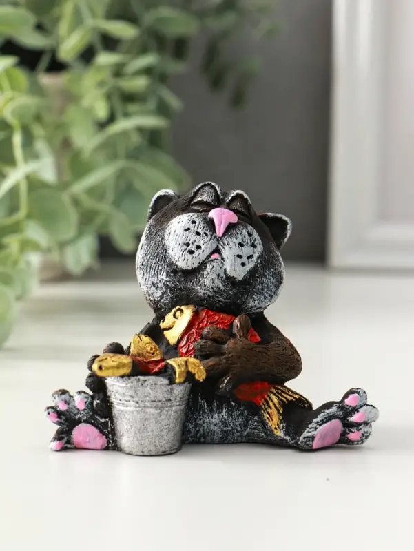 Фигура "Кот на рыбалке" 10 см