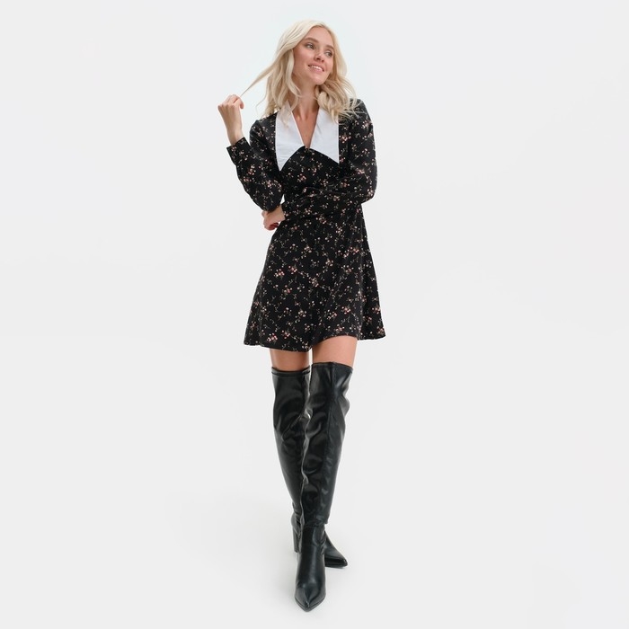 Платье женское с воротником MIST р. 46, чёрный Платье женское с воротником MIST р. 46, чёрный