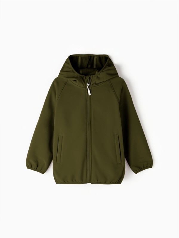 Ветровка демисезонная для мальчиков MINAKU из Softshell на флисе, непромокаемая, оливковый, рост 116 см