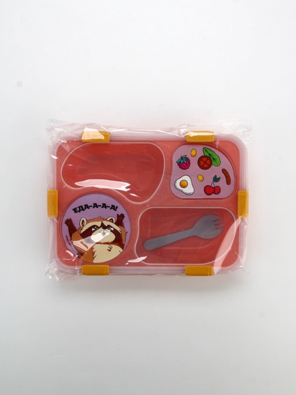 Ланч - бокс с 4 секциями &laquo;Еда!&raquo;, 23 х 17 х 5,5 см, розовый