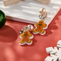 Клипсы детские "Выбражулька" пряник, жемчужина, цвет коричнево-белый