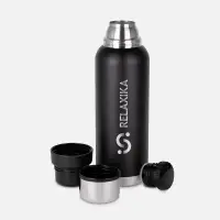 Термос Relaxika 1200 со стикерпаком, черный