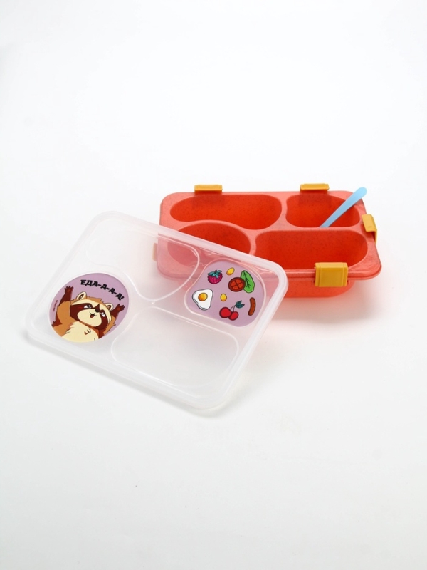 Ланч - бокс с 4 секциями &laquo;Еда!&raquo;, 23 х 17 х 5,5 см, розовый