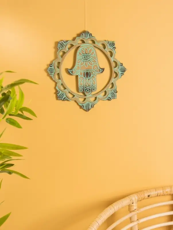 Панно "Хамса" МДФ, 30х30х1 см, цв. бежево-бирюзовый