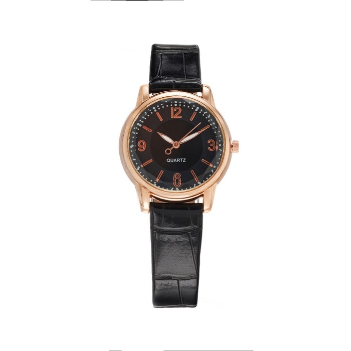 Часы наручные кварцевые женские, d-3.4 см, черный ремешок