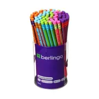 Карандаш чернографитный Berlingo &laquo;Fuze&raquo;, HB, трёхгранный, заточенный, с ластиком, ассорти