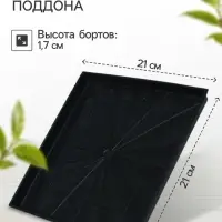 Поддон для рассады, 21&times;21&times;1.7 см, пластик, чёрный