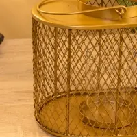 Подсвечник фонарь со стеклянной колбой 19,5х23х15,5 см, d 10 см, металл, цв. золото