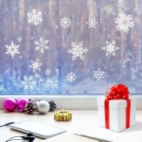Наклейки новогодние на окна «Мерцающие снежинки», многоразовые, 33 х 50 см, Новый год Наклейки новогодние на окна «Мерцающие снежинки», многоразовые, 33 х 50 см, Новый год