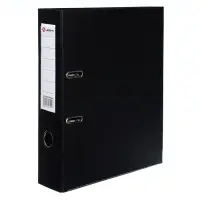 Папка-регистратор А4, 75 мм, Lamark, ПВХ, двухстороннее покрытие, металлическая окантовка, карман на корешок, собранная, черный/черный