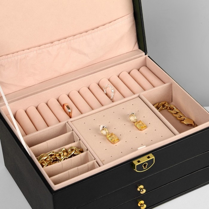 Подставка для украшений Queen fair &laquo;Шкатулка&raquo; 3 яруса, 23&times;17&times;13 см, цвет чёрный