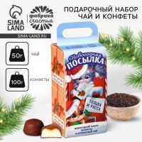 Подарочный набор новогодний «Новогодняя посылка»: чай, конфеты Подарочный набор новогодний «Новогодняя посылка»: чай, конфеты