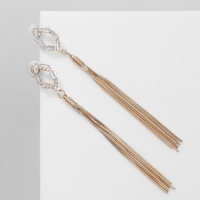 Серьги висячие со стразами «Одиссея» эллипс, цвет белый в золоте Серьги висячие со стразами «Одиссея» эллипс, цвет белый в золоте