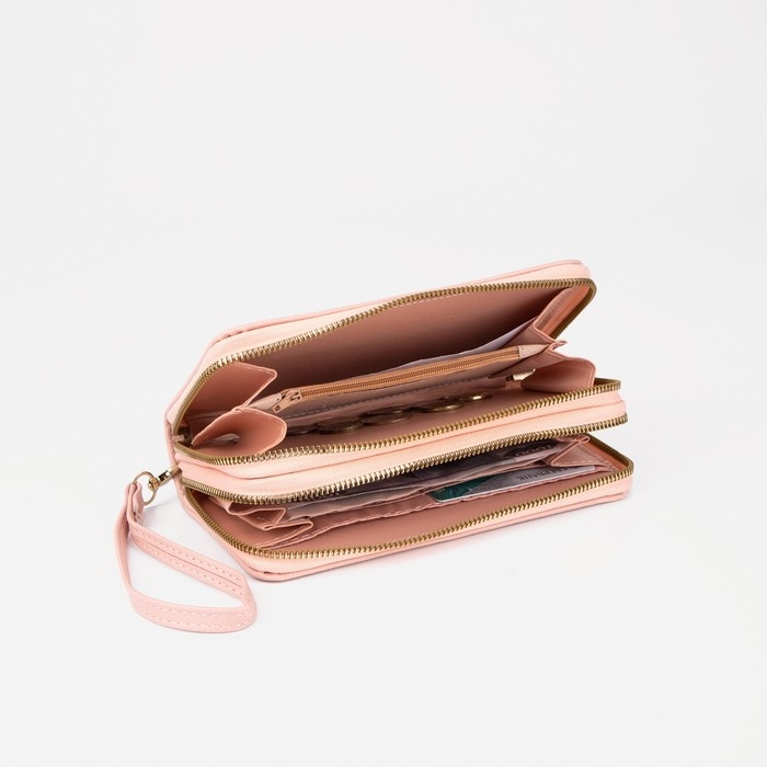 Кошелёк женский на молниях, цвет розовый Кошелёк женский на молниях, цвет розовый