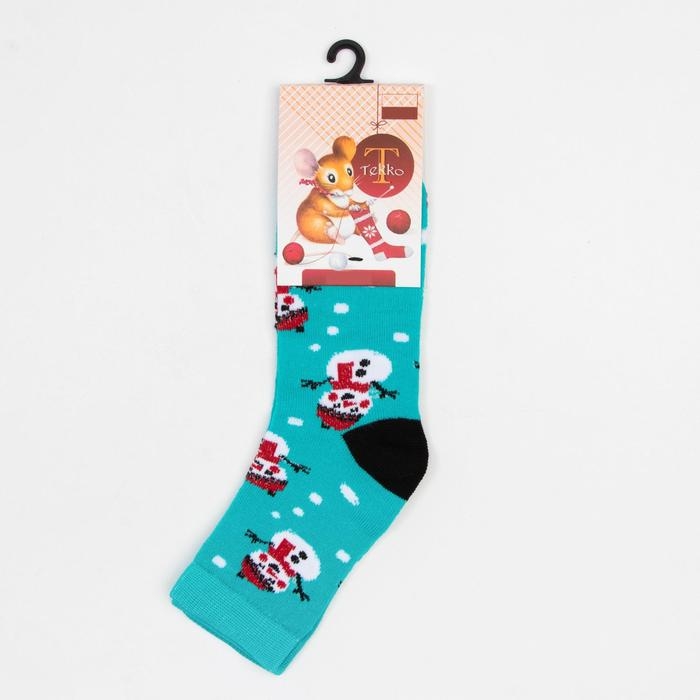 Носки детские «Снеговики» цвет василёк, размер 22-24 Носки детские «Снеговики» цвет василёк, размер 22-24