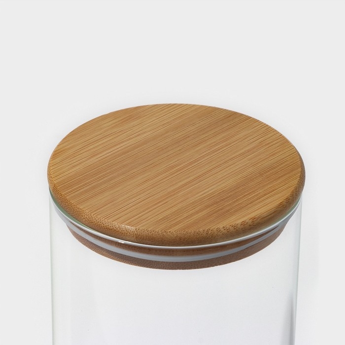 Банка стеклянная для хранения сыпучих продуктов BellaTenero &laquo;Эко&raquo;, 550 мл, 8,5&times;12,5 см, с бамбуковой крышкой