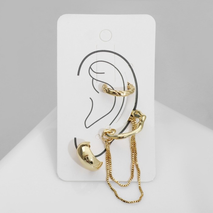 Набор серьги и каффы &laquo;Классика&raquo;, цвет золото