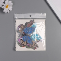 Наклейка бумага, пластик "Бабочки, цветной глиттер" серебро набор 12 шт 12 см, 10 см 8 см