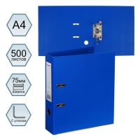 Папка-регистратор А4, 75 мм, Lamark, ПВХ, двухстороннее покрытие, металлическая окантовка, карман на корешок, собранная, синий/синий Папка-регистратор А4, 75 мм, Lamark, ПВХ, двухстороннее покрытие, металлическая окантовка, карман на корешок, собранная, синий/синий