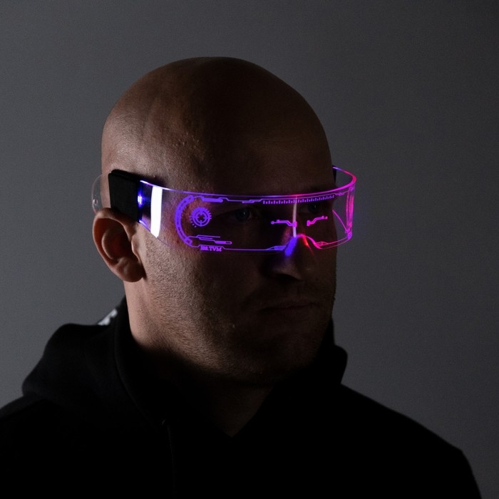 Светодиодные очки для вечеринки, батарейки CR2032х2, свечение мульти (RGB) Светодиодные очки для вечеринки, батарейки CR2032х2, свечение мульти (RGB)