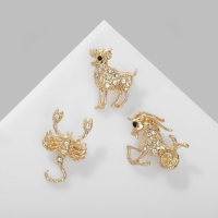 Брошь &laquo;Знаки зодиака&raquo; ассорти, гороскоп, цвет белый в золоте (неделимая фасовка 12 шт., цена за шт.)