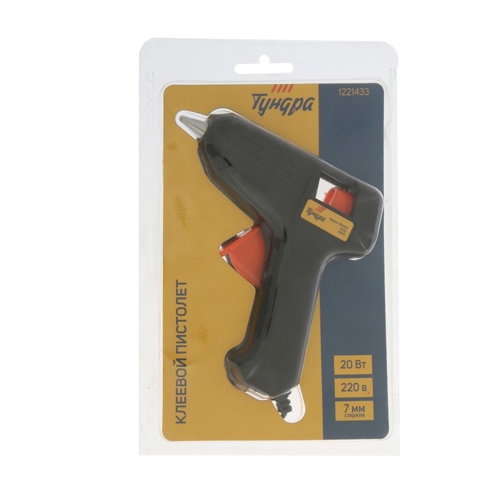 Клеевой пистолет ТУНДРА, 20 Вт, 220 В, 7 мм Клеевой пистолет ТУНДРА, 20 Вт, 220 В, 7 мм