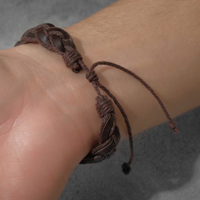 Браслет мужской &laquo;Сила&raquo; косичка, цвет коричневый, d=6,5 см