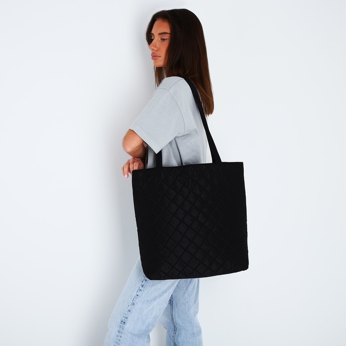 Шопер женский болоньевый, 40х35х7см, чёрный цвет Шопер женский болоньевый, 40х35х7см, чёрный цвет