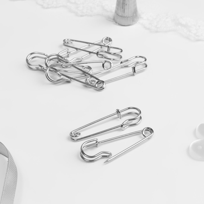 Булавки шляпные, 45 мм, 10 шт, цвет серебряный