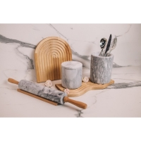 Скалка из мрамора Magistro, с подставкой, 45&times;5 см, цвет белый