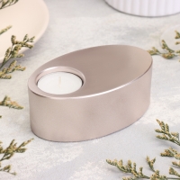 Подсвечник "Узкий овал. Мрамор" из гипса,11,5х7х4см,шампань Подсвечник "Узкий овал. Мрамор" из гипса,11,5х7х4см,шампань