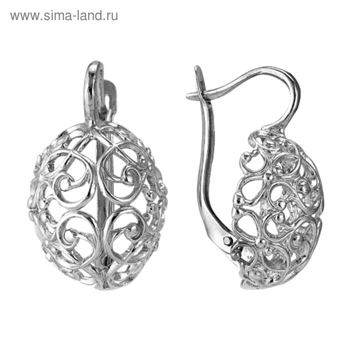 Серьги «Винтаж» кружевной шар, посеребрение с оксидированием Серьги «Винтаж» кружевной шар, посеребрение с оксидированием