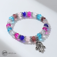 Браслет-оберег &laquo;Детский&raquo; бусины, рука хамса, цветной