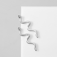 Новый год! Символ года 2025! Серьги металл &laquo;Змея&raquo; миниатюрная, цвет серебро