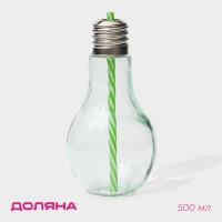 Бокал стеклянный для коктейля Доляна «Лампочка», 500 мл, с трубочкой, откручивающаяся крышка Бокал стеклянный для коктейля Доляна «Лампочка», 500 мл, с трубочкой, откручивающаяся крышка