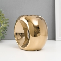 Подсвечник керамика на 1 свечу "Кольцо" d=6 см золото 16х8х14 см